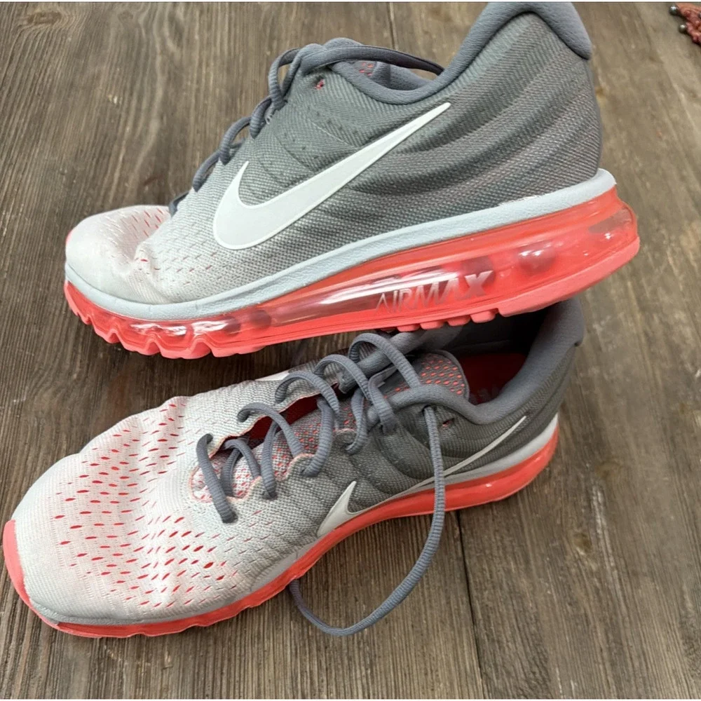 Nike Air Max 2017 Womens Size 12 Shoes 849560 007 Grey Pink Sneakers hot lava